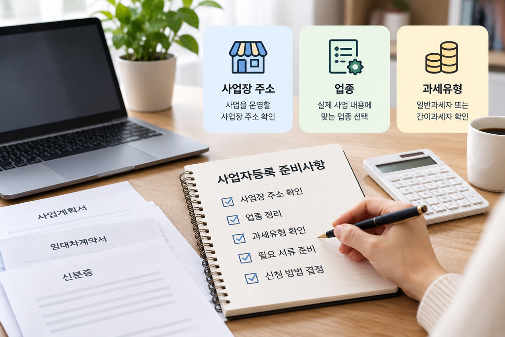개인사업자 사업자등록 전 준비사항을 확인하는 모습
