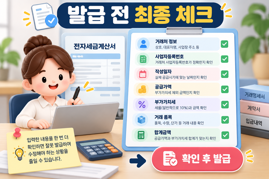 전자세금계산서 발행 전 확인해야 할 항목
