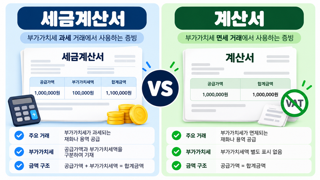 세금계산서 계산서 차이 비교