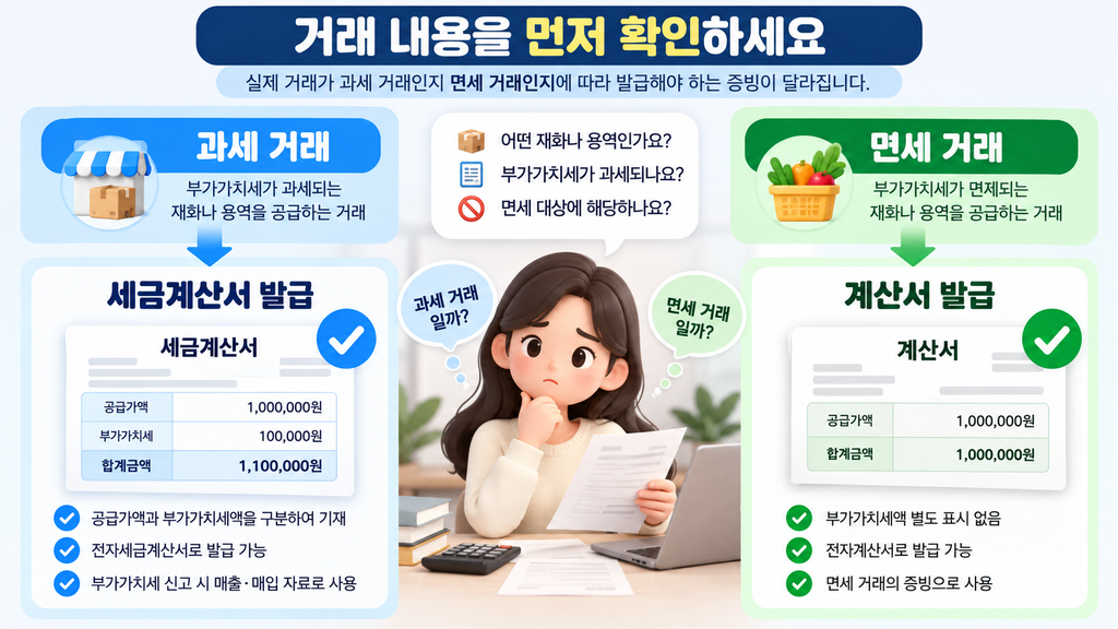 과세 거래와 면세 거래 증빙 구분